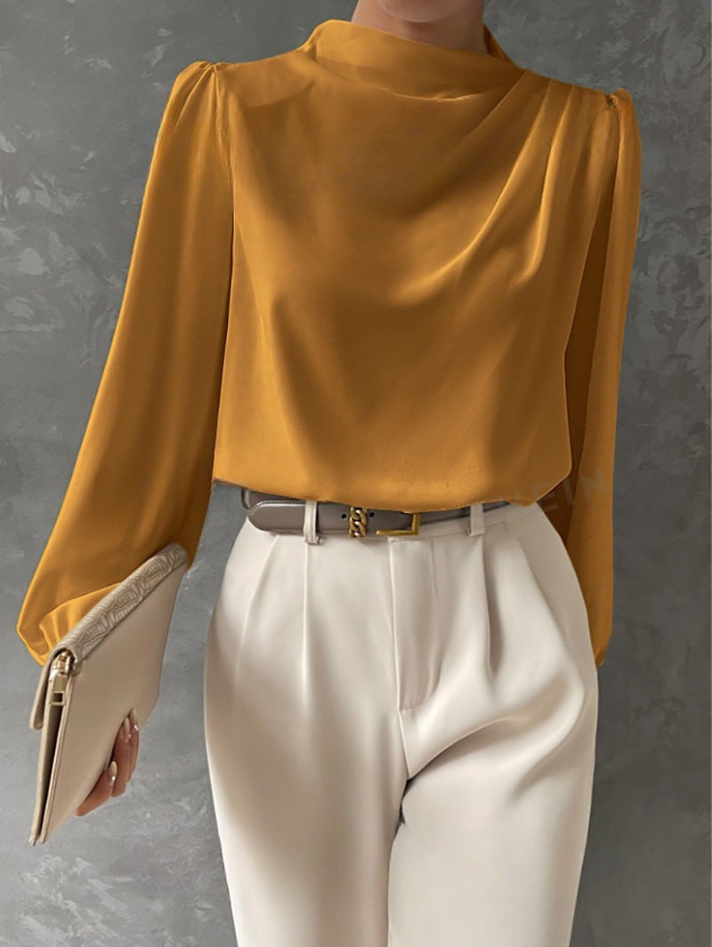 Madison | Women Elegant Relaxed Fit Long Sleeve Blouse – Orange | The Bellemont Sisters Australia