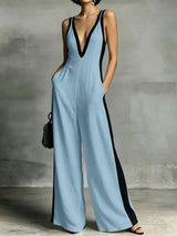 Luna |  Side Stripe Jumpsuit – light blue | The Bellemont Sisters Australia
