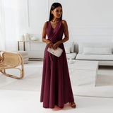 Hailey | Women Wedding Guest Elegant Wrap Maxi Dress – Burgundy | The Bellemont Sisters Australia