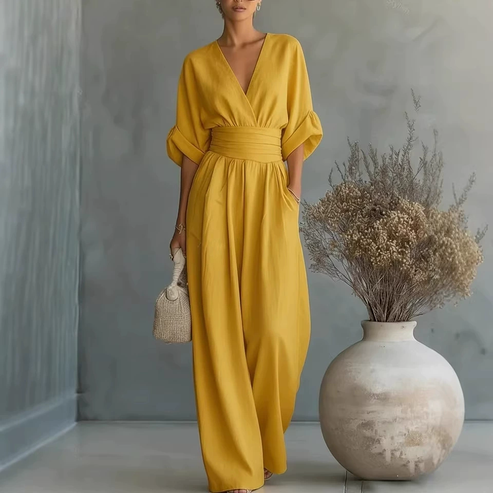 Fontella™ Elegant Jumpsuit – Yellow | The Bellemont Sisters Australia