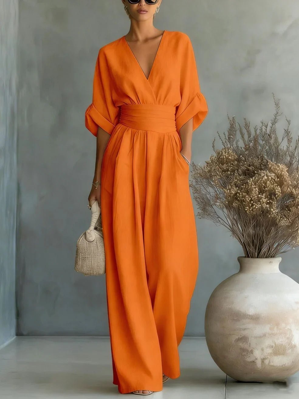 Fontella™ Elegant Jumpsuit – Orange | The Bellemont Sisters Australia