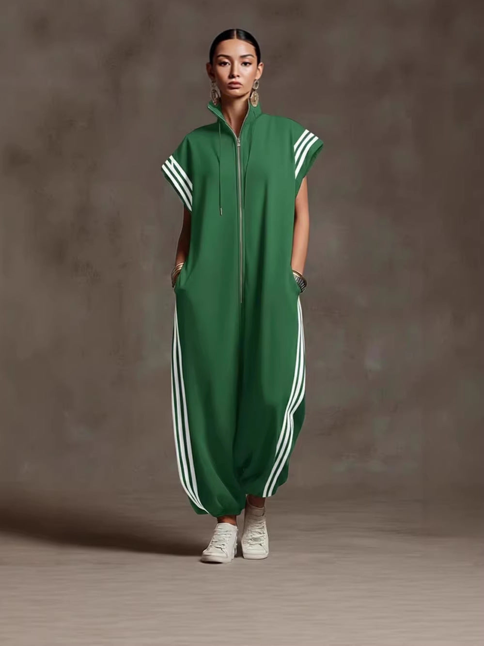 Bridgette | Zipper Neck Jumpsuit – Green | The Bellemont Sisters Australia
