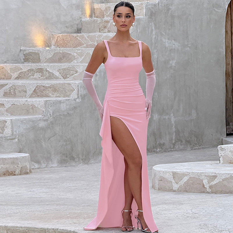 MARILYN™ - Elegant Formal Slip Maxi Dress with Open Back – Pink | The Bellemont Sisters Australia