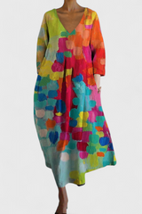 Isalinde | Comfortable V-Neck Dress – Multicolor | The Bellemont Sisters Australia