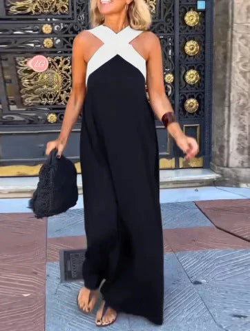 Quirine™ | Wrap-Front Maxi Dress – Black & White | The Bellemont Sisters Australia