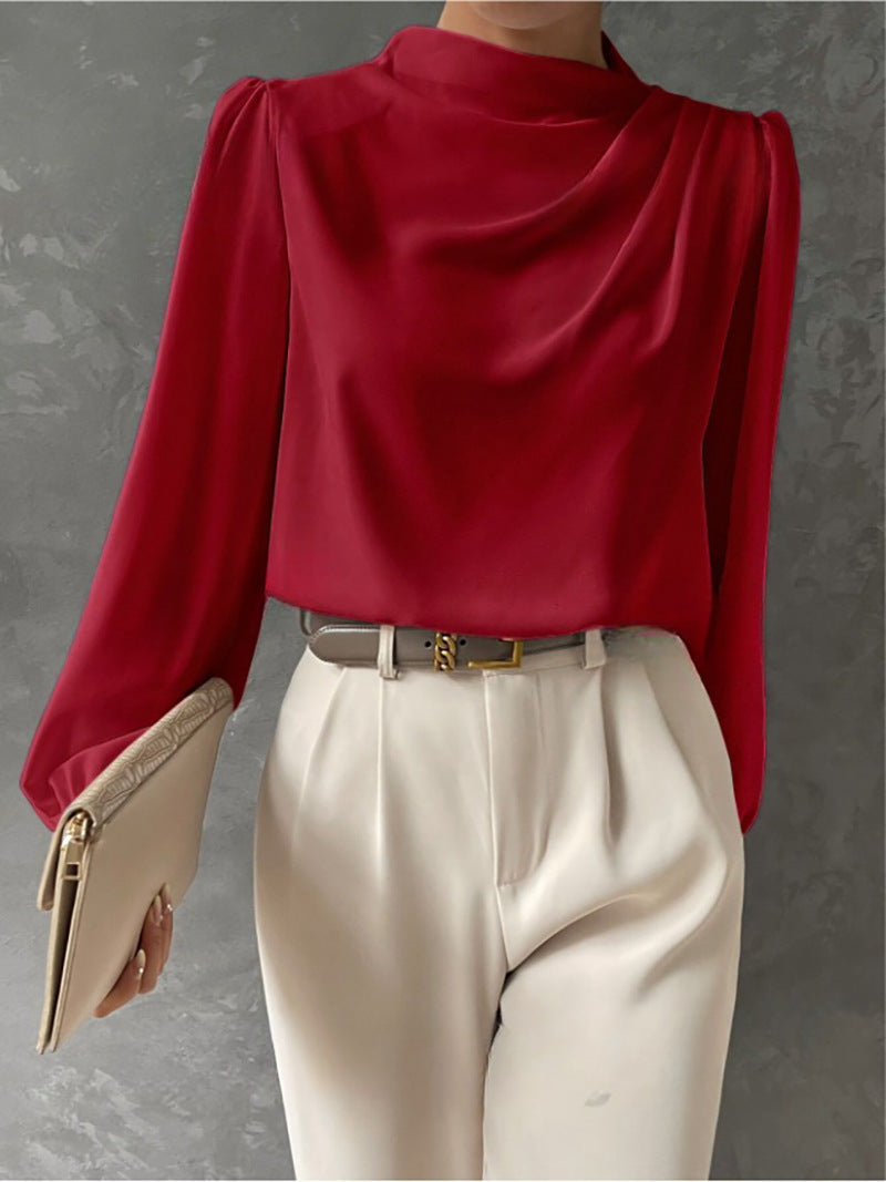 Madison | Women Elegant Relaxed Fit Long Sleeve Blouse – Red | The Bellemont Sisters Australia