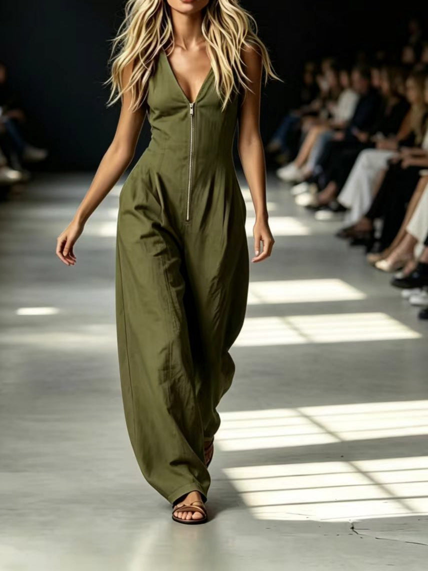 Isla | Wide-Leg Jumpsuit – military green | The Bellemont Sisters Australia