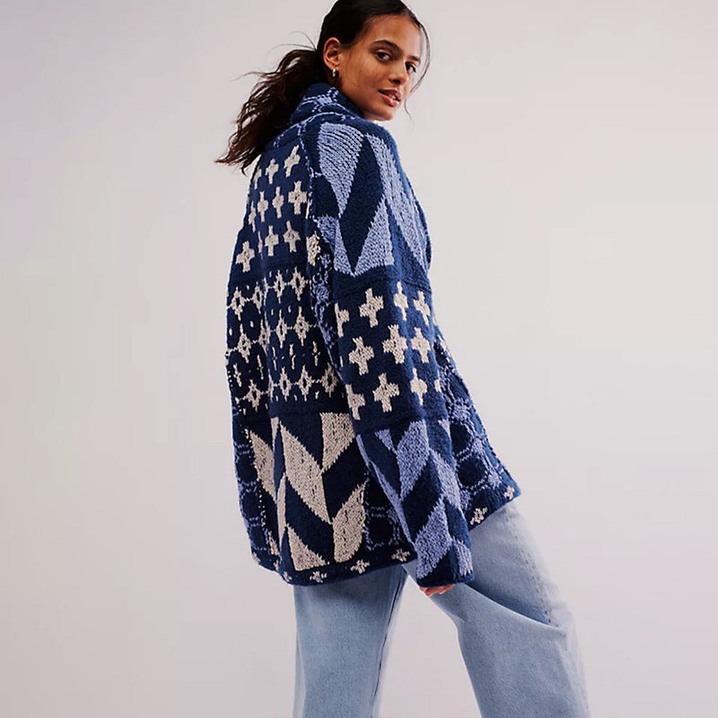 Evangelia | Elegant Cardigan – Blue | The Bellemont Sisters Australia