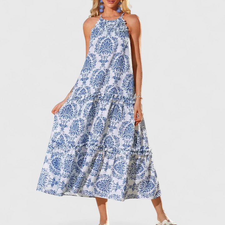 Lucianna | Sophisticated Boho Dress – Blue | The Bellemont Sisters Australia
