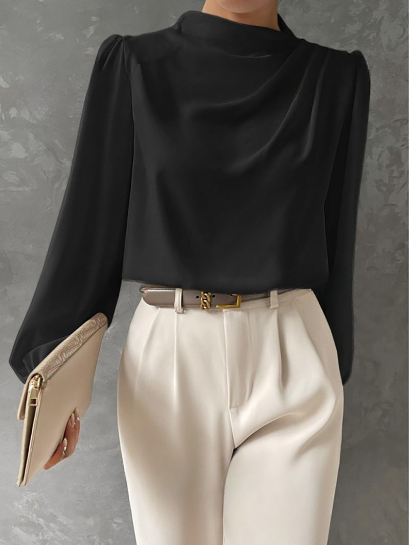 Madison | Women Elegant Relaxed Fit Long Sleeve Blouse – Black | The Bellemont Sisters Australia