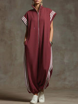 Bridgette | Zipper Neck Jumpsuit – Burgundy | The Bellemont Sisters Australia