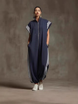 Bridgette | Zipper Neck Jumpsuit – Dark Blue | The Bellemont Sisters Australia