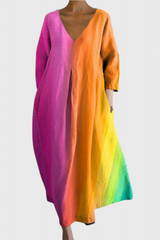 Isalinde | Comfortable V-Neck Dress – Orange | The Bellemont Sisters Australia