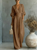 Fontella™ Elegant Jumpsuit – Brown | The Bellemont Sisters Australia