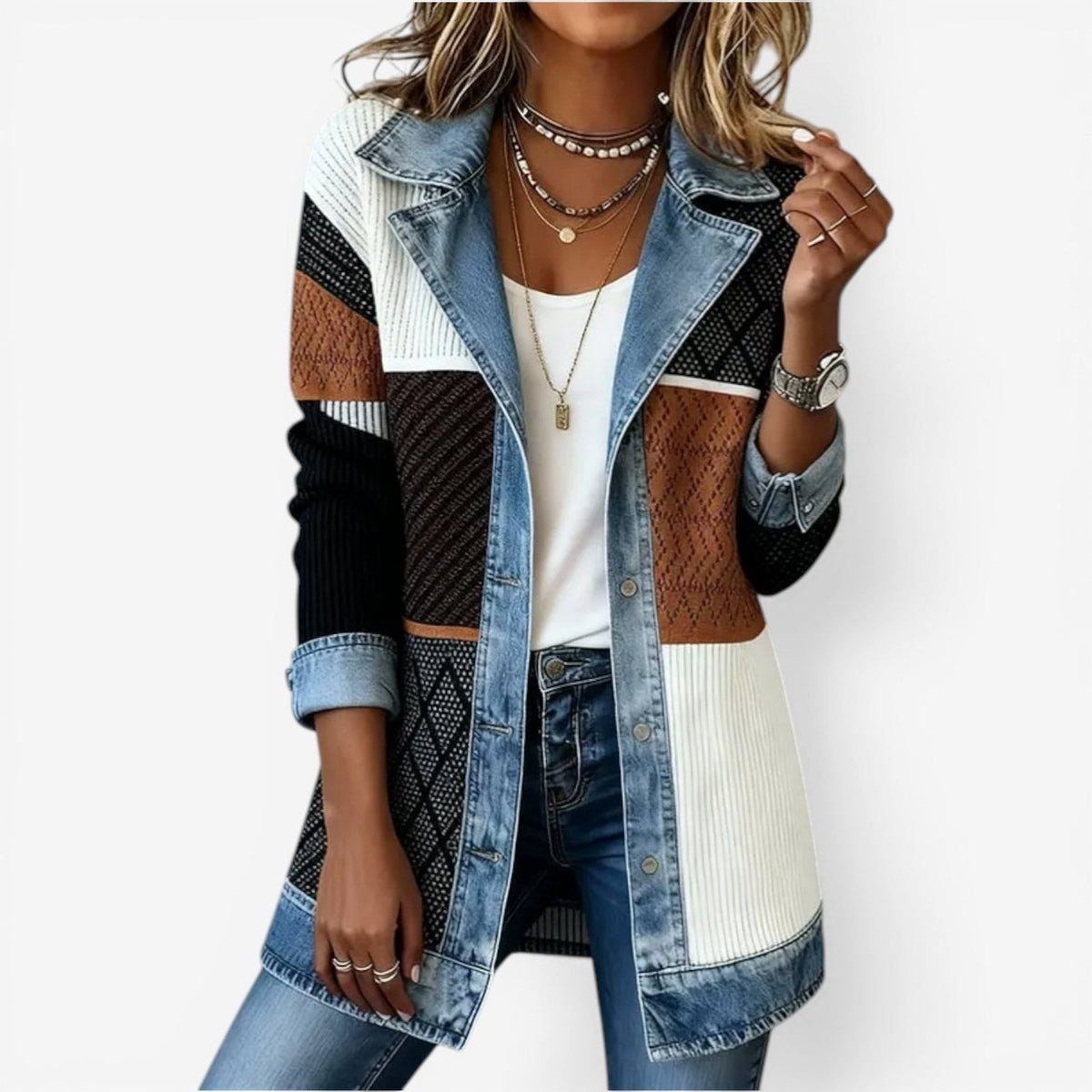 Emilia™ - Blazer in blended denim – Fog | The Bellemont Sisters Australia