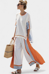 Alodia™ Elegant Two-Piece Set – White-Orange | The Bellemont Sisters Australia