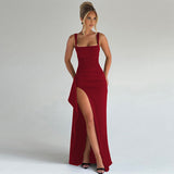 MARILYN™ - Elegant Formal Slip Maxi Dress with Open Back – Red | The Bellemont Sisters Australia