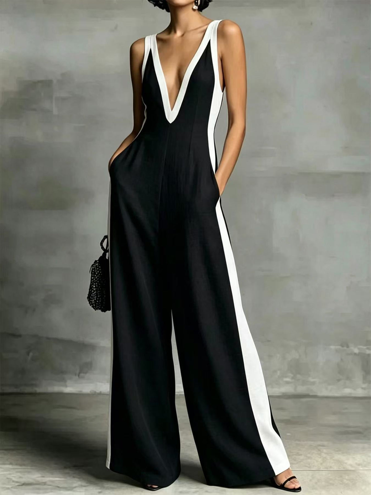 Luna |  Side Stripe Jumpsuit – black | The Bellemont Sisters Australia