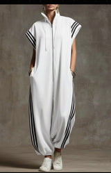 Bridgette | Zipper Neck Jumpsuit – White | The Bellemont Sisters Australia
