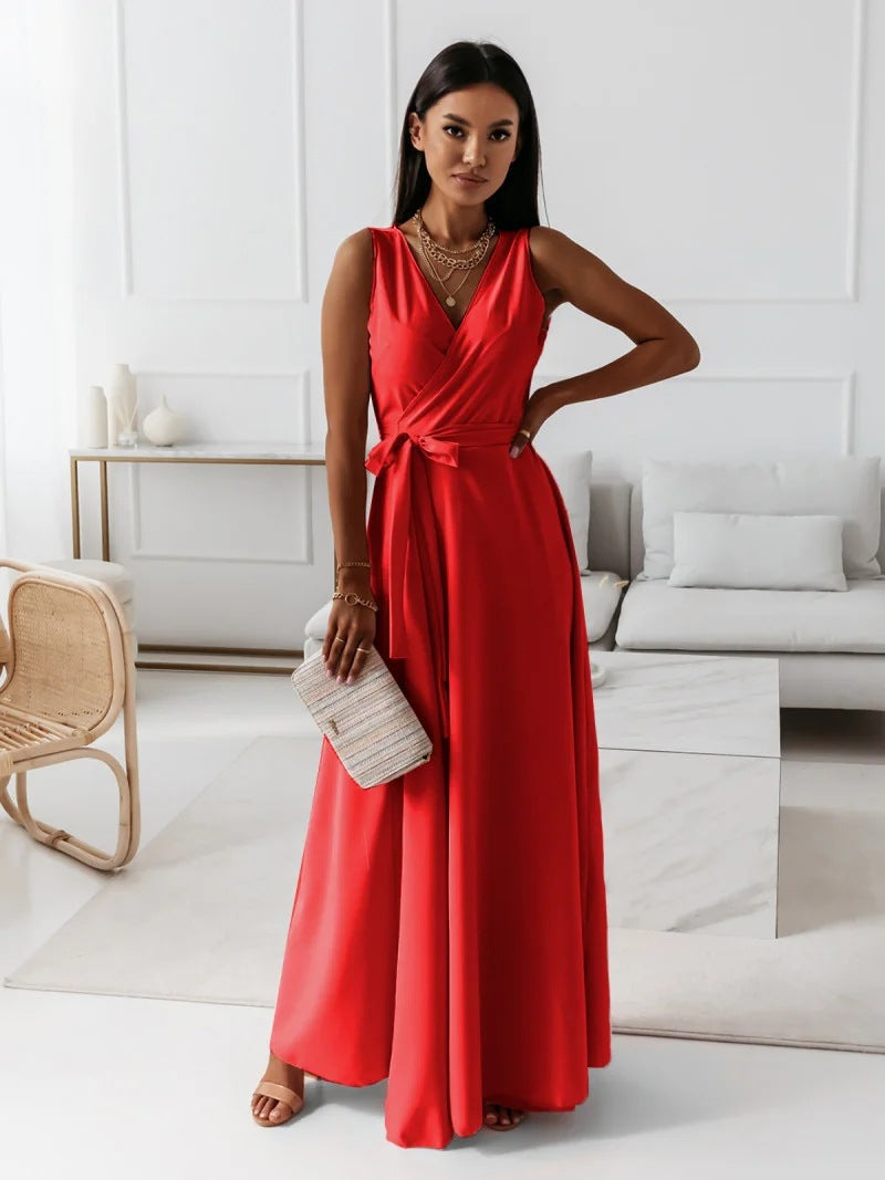 Hailey | Women Wedding Guest Elegant Wrap Maxi Dress – Red | The Bellemont Sisters Australia