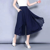Riza - Women's asymmetrical chiffon pants with wide legs – Blue | The Bellemont Sisters Australia