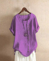 Beatrice | Women Button Detail Casual Short Sleeve Blouse – Purple | The Bellemont Sisters Australia