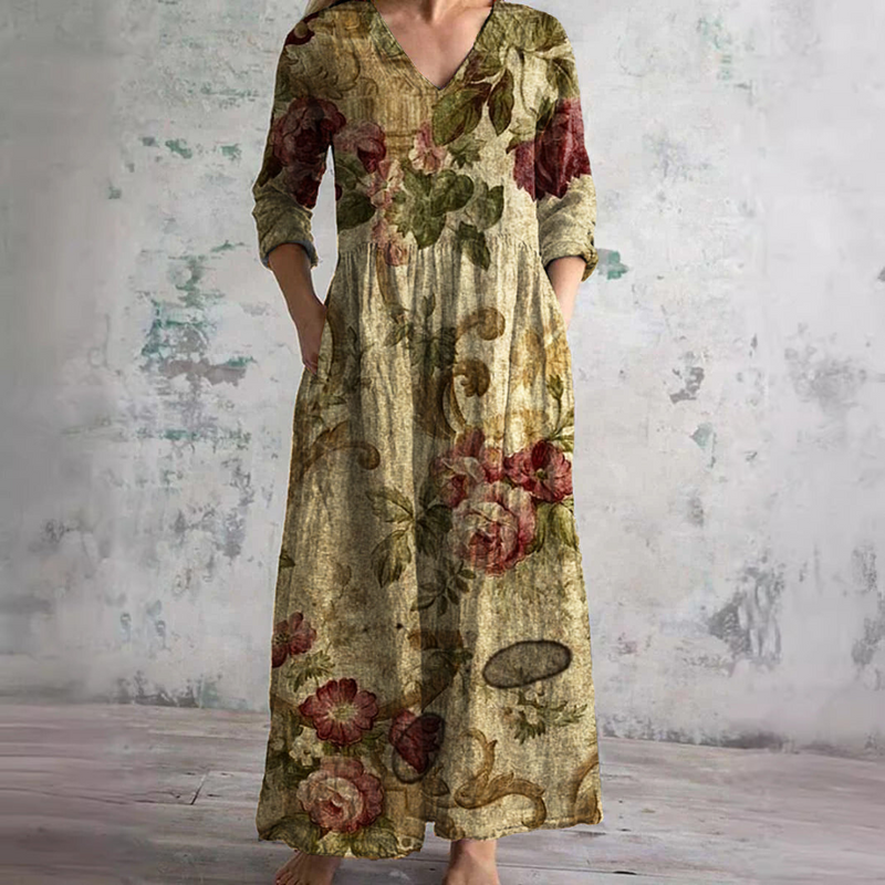 Rachel™ | Floral Summer Dress – Beige | The Bellemont Sisters Australia