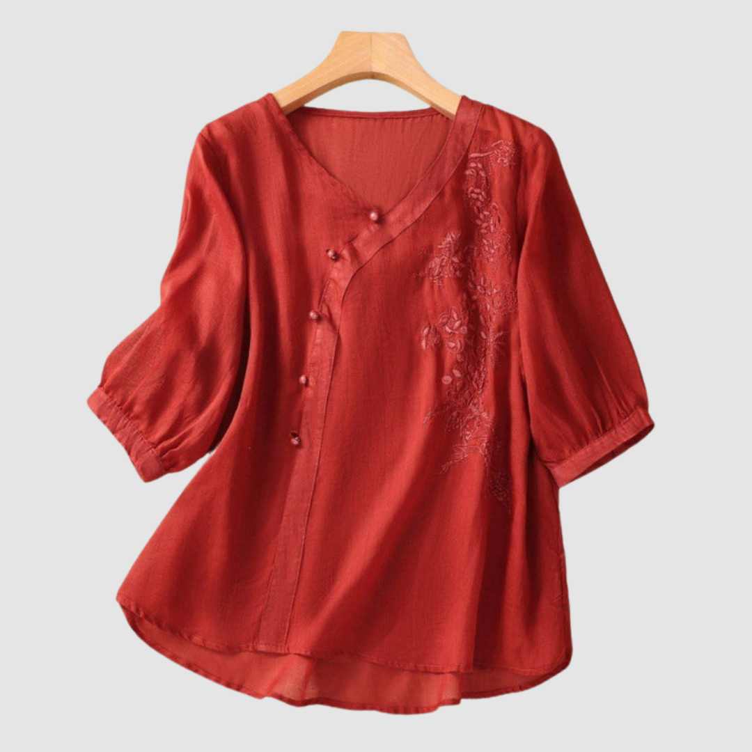 Loraine™ Elegant breathable blouse – Red | The Bellemont Sisters Australia