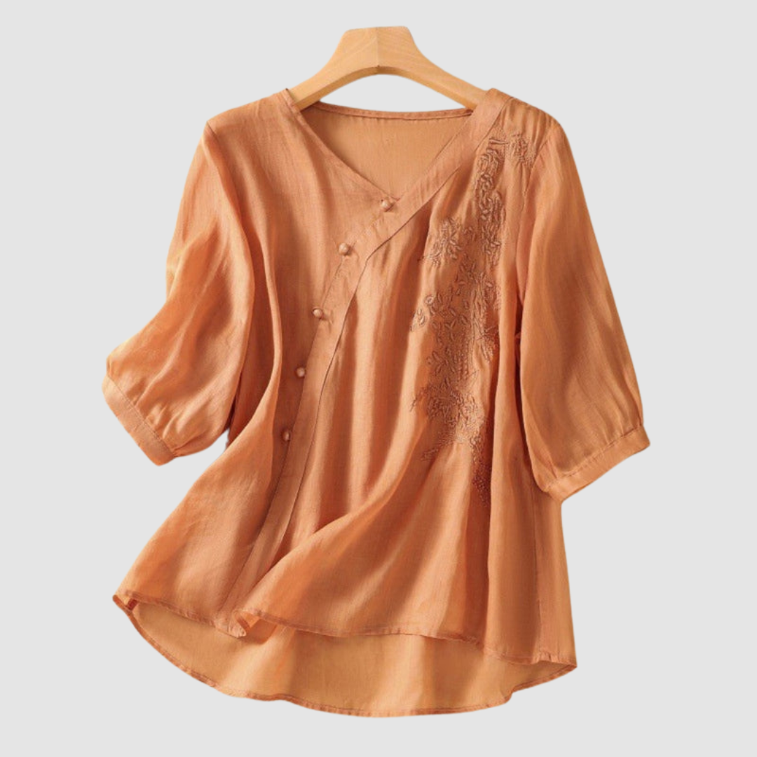 Loraine™ Elegant breathable blouse – Orange | The Bellemont Sisters Australia