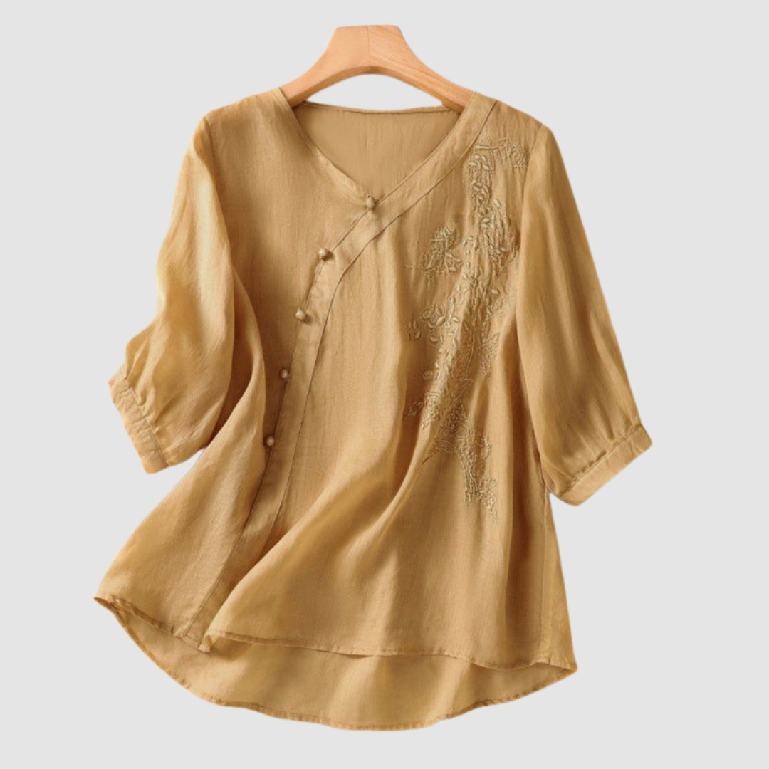 Loraine™ Elegant breathable blouse – Brown | The Bellemont Sisters Australia