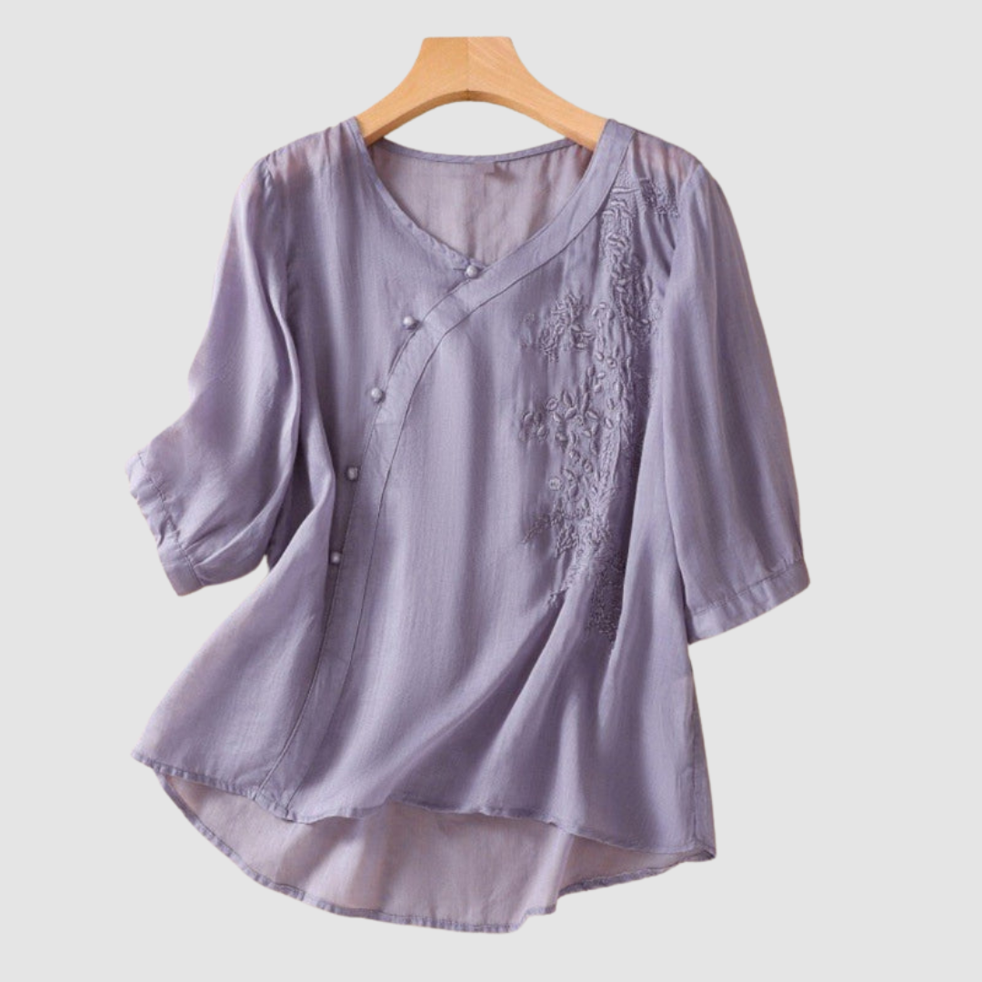 Loraine™ Elegant breathable blouse – Purple | The Bellemont Sisters Australia