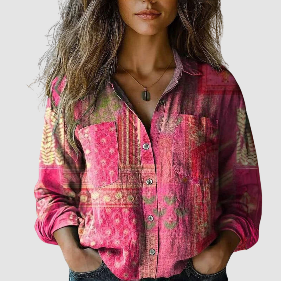Morena™ Vintage Printed Blouse – Pink | The Bellemont Sisters Australia