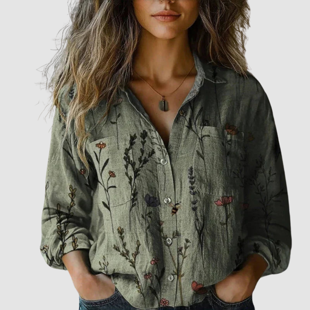 Morena™ Vintage Printed Blouse – Green | The Bellemont Sisters Australia