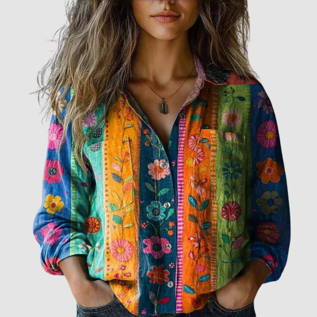 Morena™ Vintage Printed Blouse – Multi Color | The Bellemont Sisters Australia