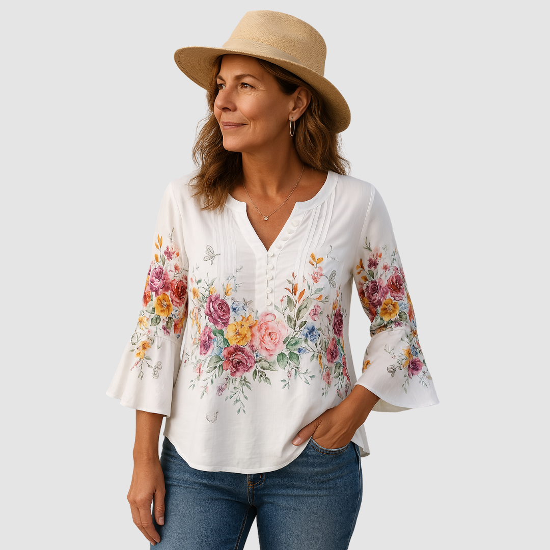 Eva™ Timeless breathable floral blouse | The Bellemont Sisters Australia