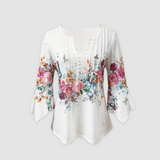 Eva™ Timeless breathable floral blouse – Soft White | The Bellemont Sisters Australia