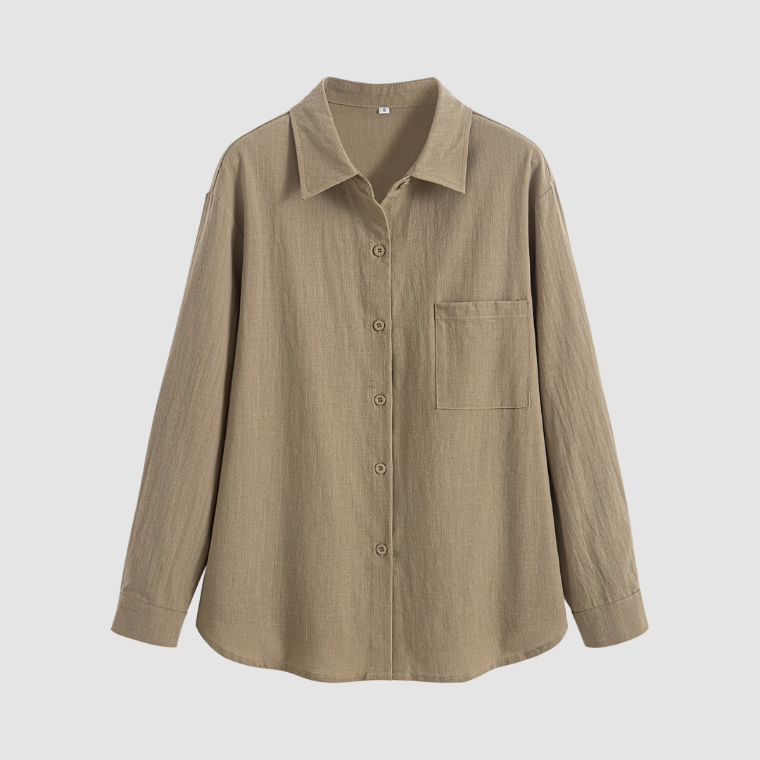 Noemi™ Soft classic pocket blouse – Sand | The Bellemont Sisters Australia
