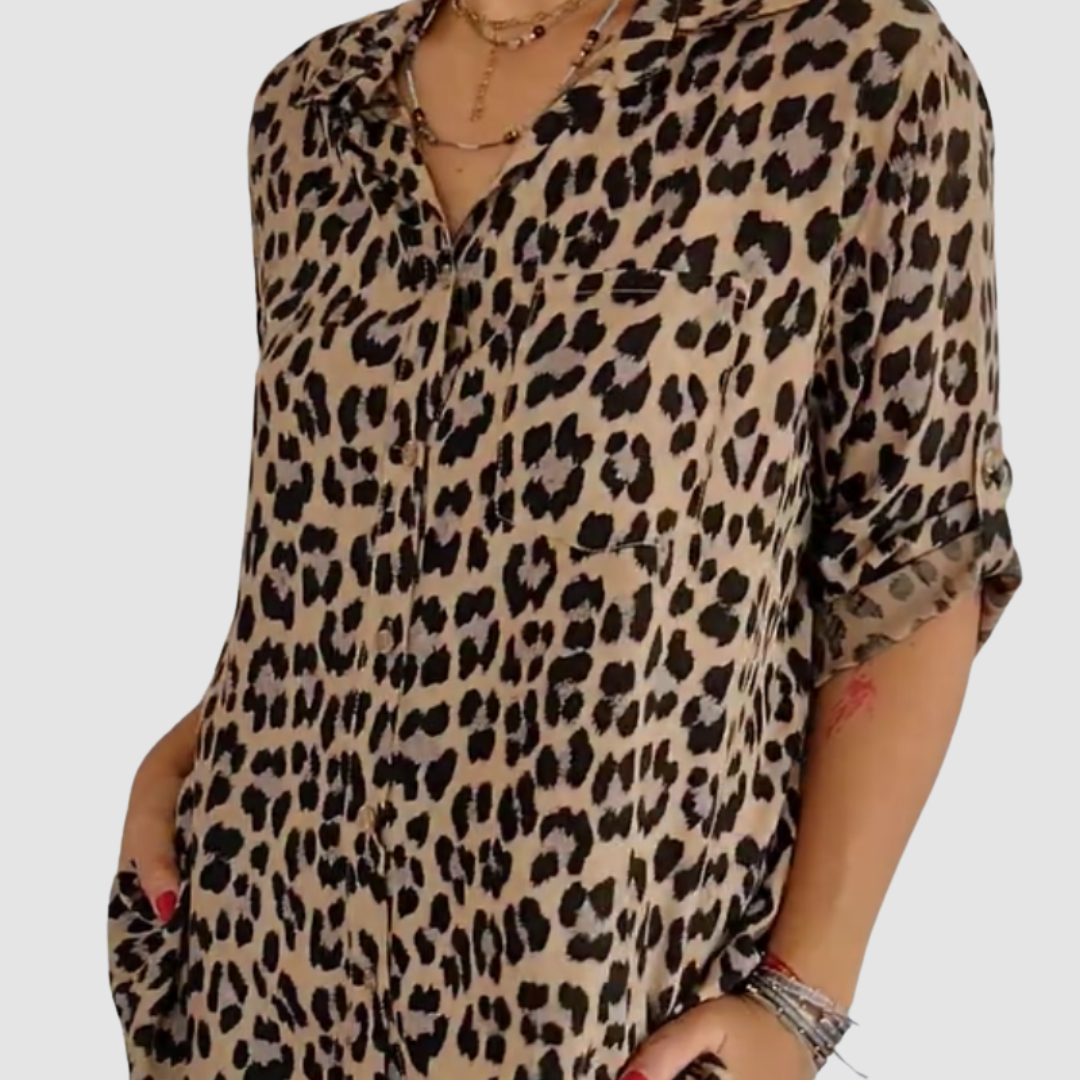 Casey™ Stylish Leopard Print Blouse – Brown | The Bellemont Sisters Australia