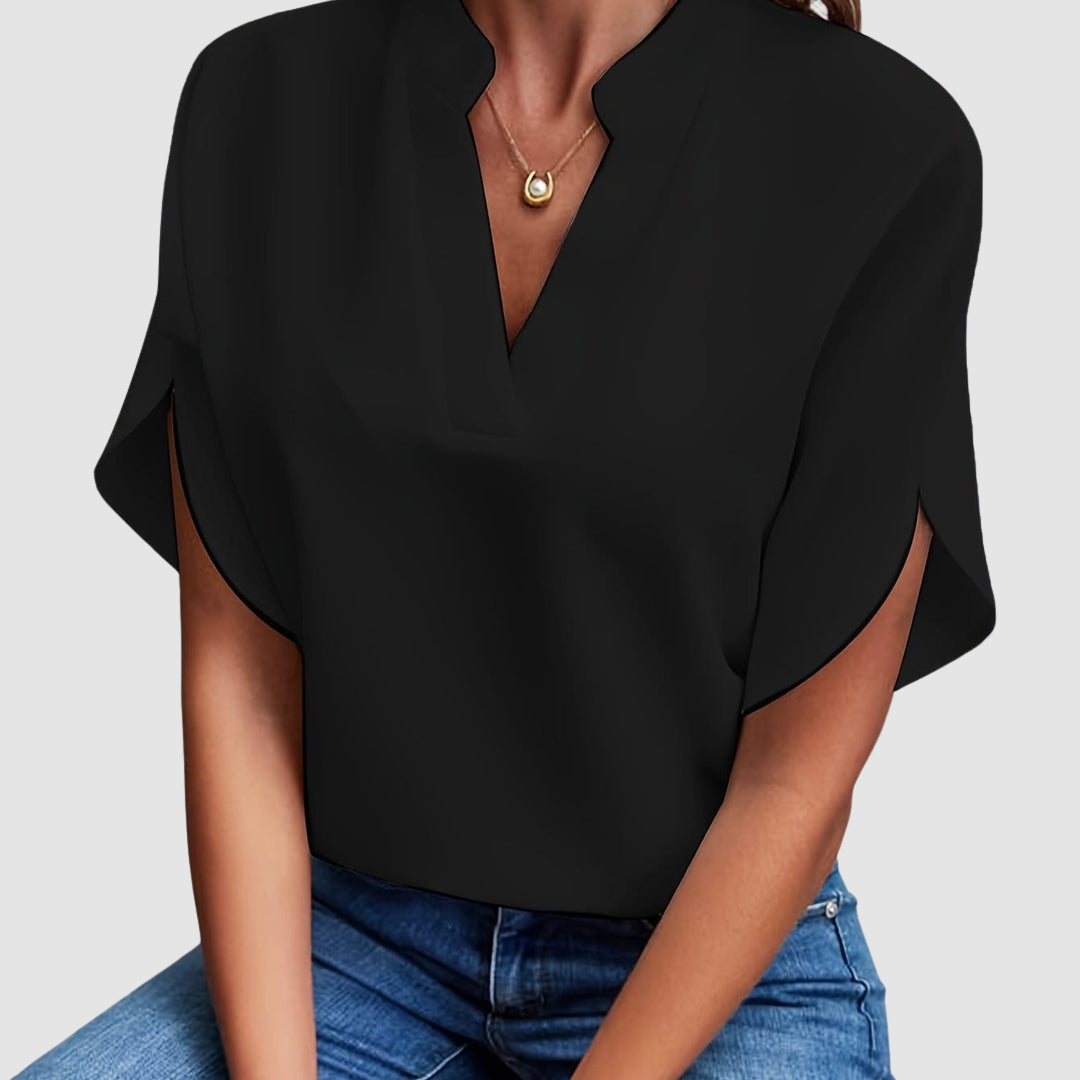 Elain™ Draped Blouse – Black | The Bellemont Sisters Australia
