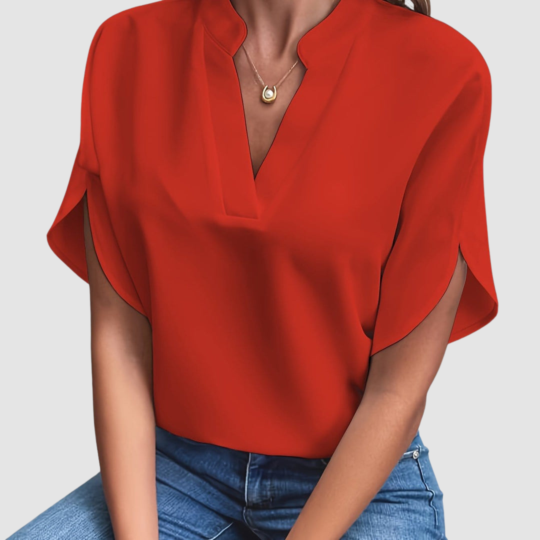 Elain™ Draped Blouse – Red | The Bellemont Sisters Australia