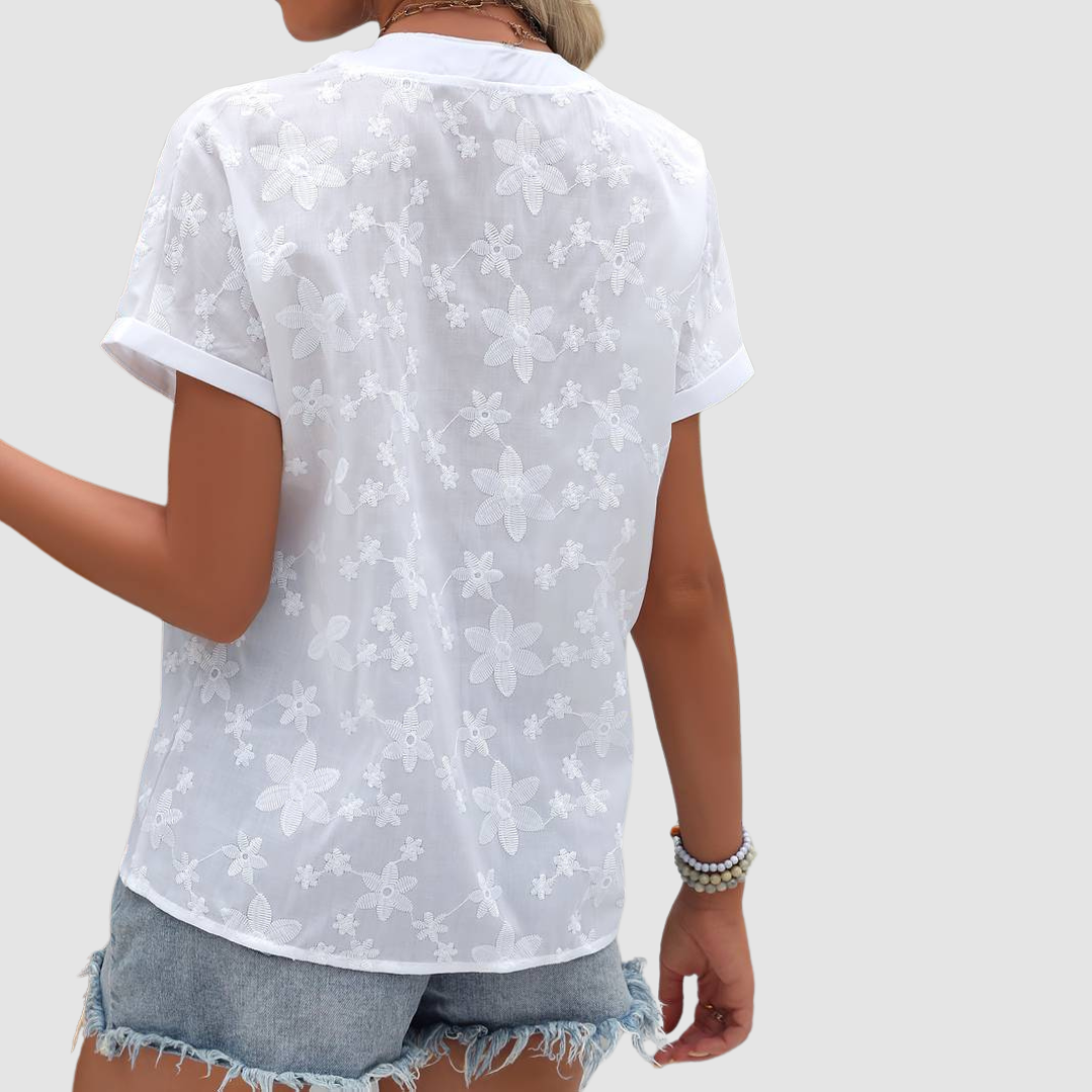 Natasha™ Floral Loose White Shirt | The Bellemont Sisters Australia