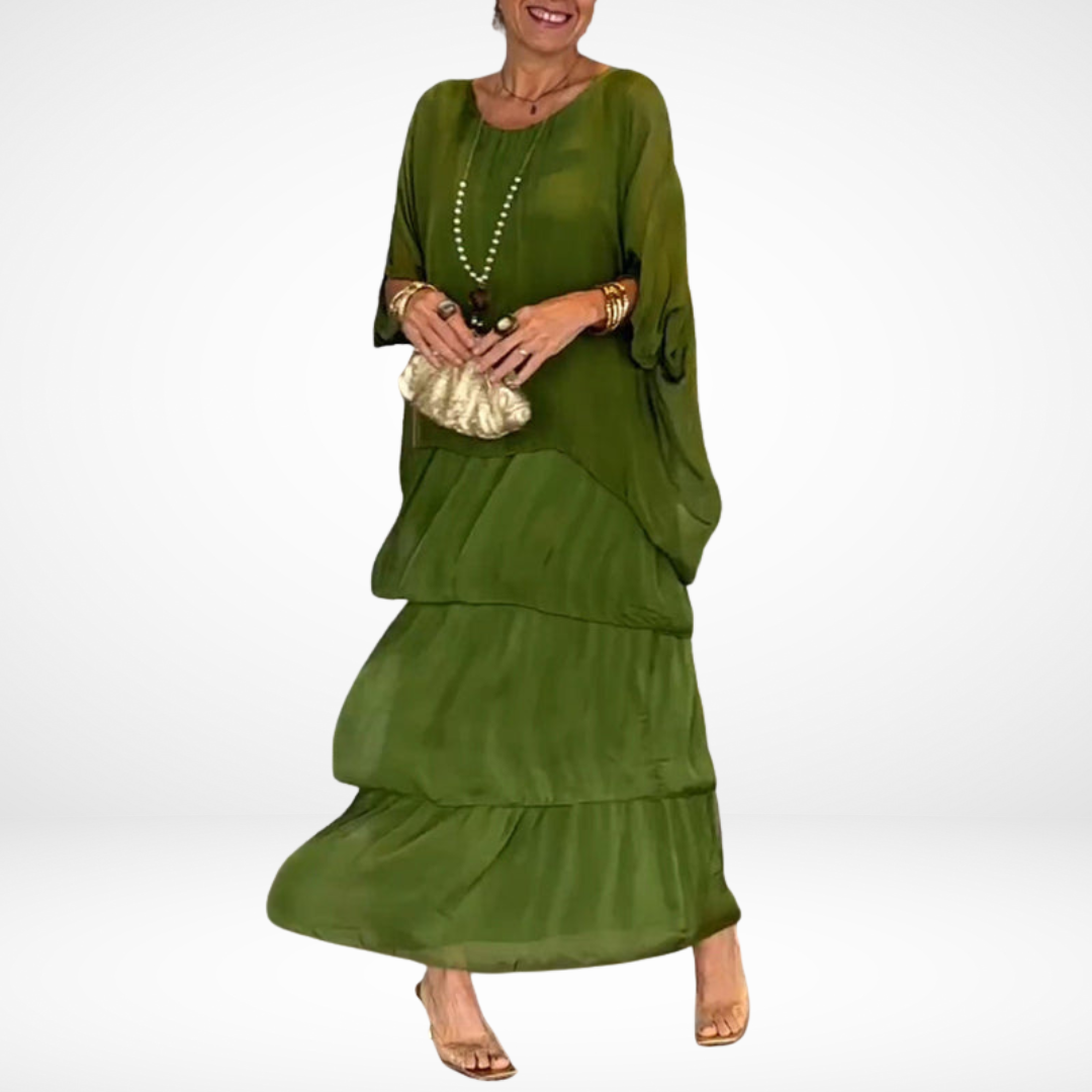 Hylda™ Artistic Loose Maxi Dress – Green | The Bellemont Sisters Australia
