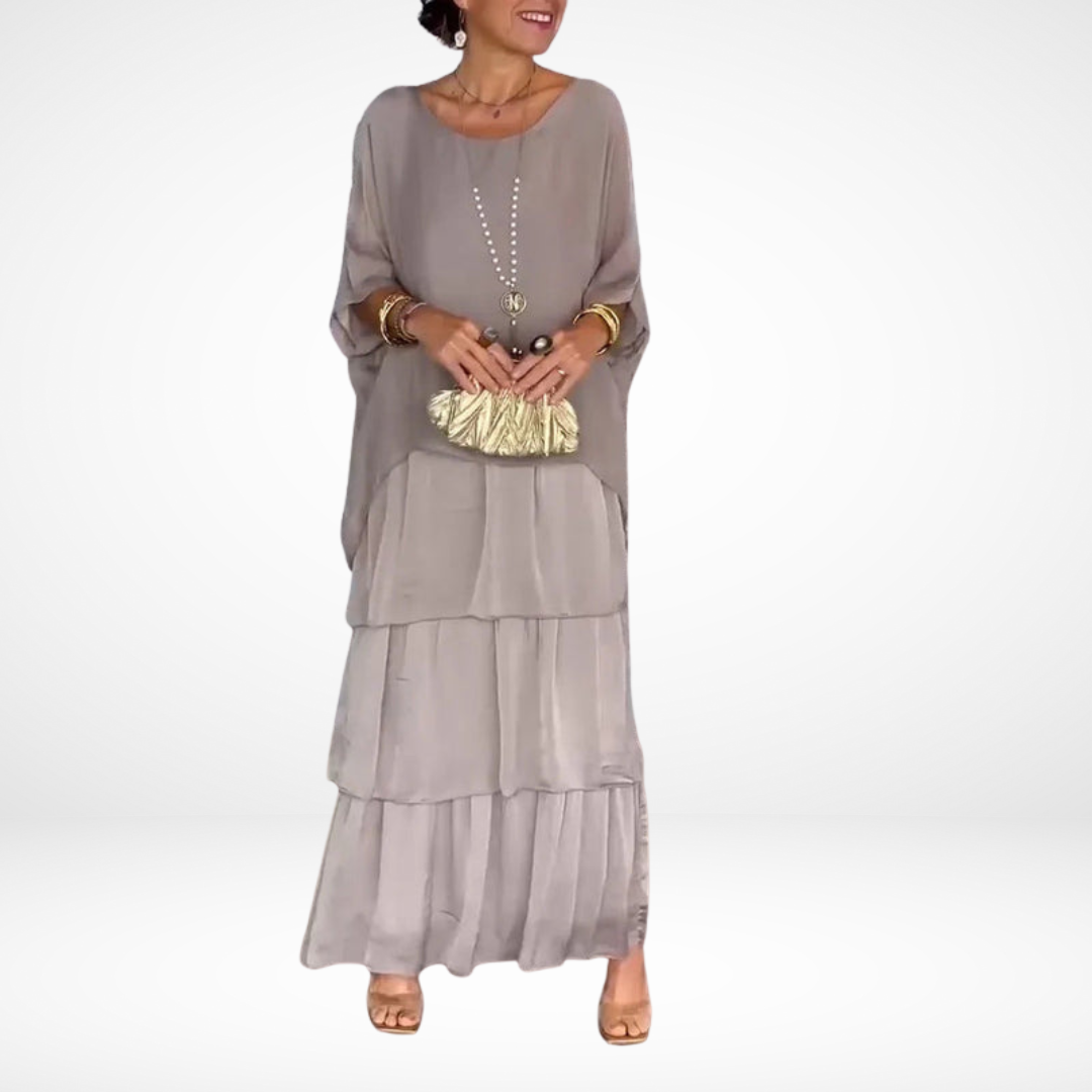 Hylda™ Artistic Loose Maxi Dress – Gray | The Bellemont Sisters Australia