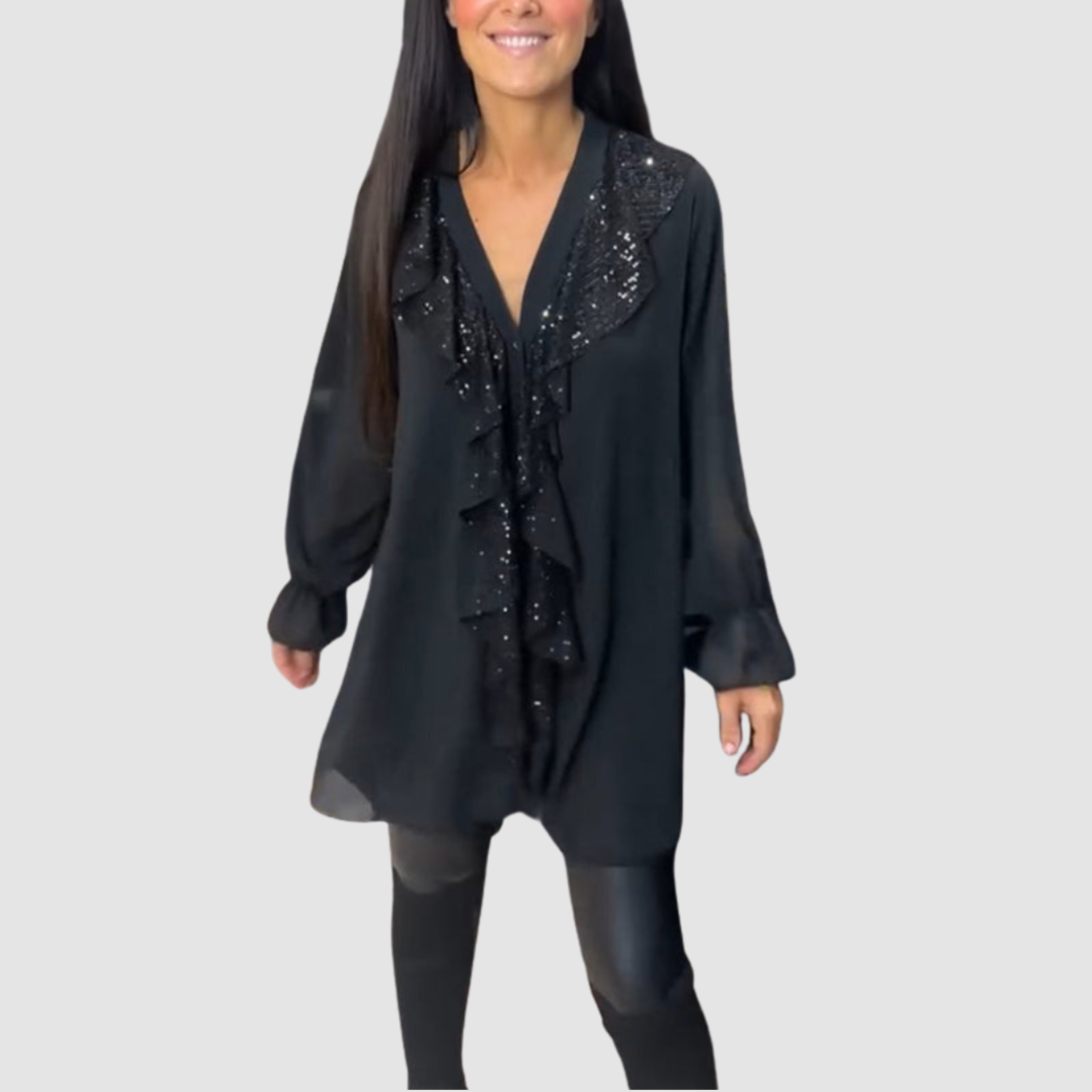 Elain™ Elegant Ruffled Blouse – Black | The Bellemont Sisters Australia