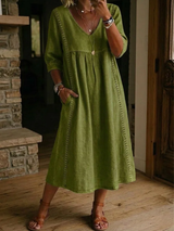 Mila | Relaxed Pocket Midi Dress – Green | The Bellemont Sisters Australia