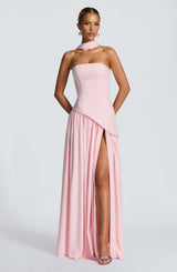 Valentina - Backless Split Dress – Pink | The Bellemont Sisters Australia