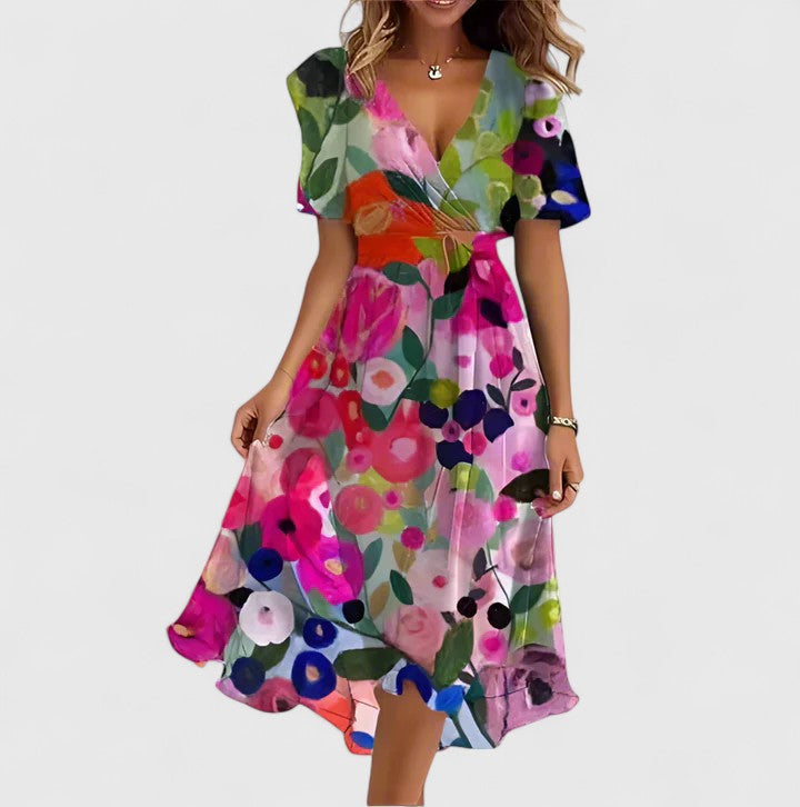 Madison | Elegant Short Dress – Multi Color Floral | The Bellemont Sisters Australia