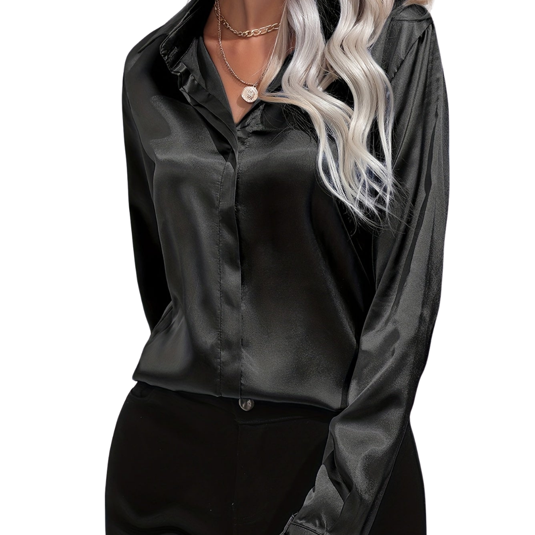 Sarah | Women’s Button Down Long Sleeve Satin Blouses | The Bellemont Sisters Australia