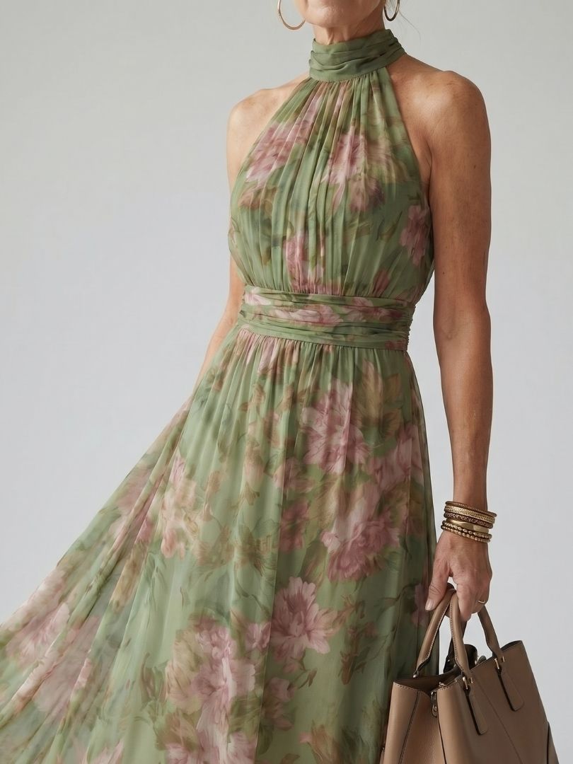 Mirelle™ Gathered Halter Midi Dress | The Bellemont Sisters Australia