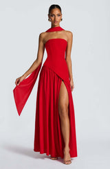 Valentina - Backless Split Dress – Red | The Bellemont Sisters Australia